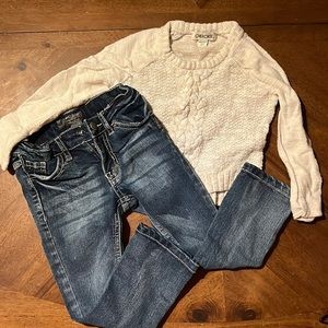 Girls sweater and Sliver jeans set.